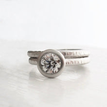 Load image into Gallery viewer, Diamond Pacific Ring, Platinum and Diamond Bezel Set Engagement Ring and Band