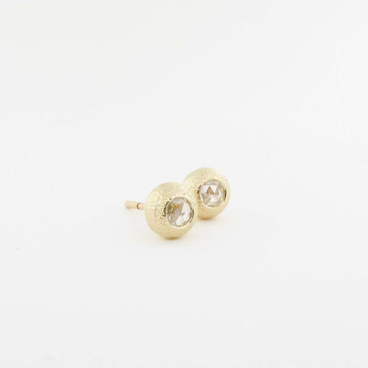 Organic textured gold and rose cut diamond studs