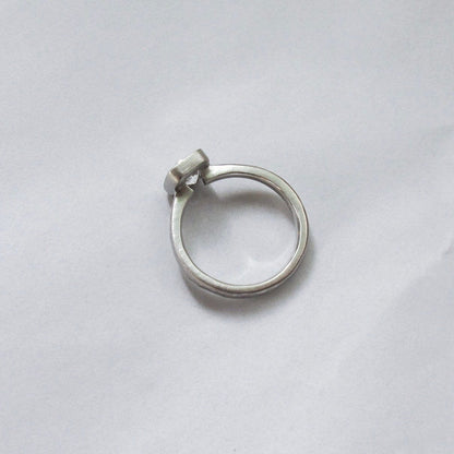 Hammered Diamond Engagement Ring and Wedding Band Set, Bezel Set Cushion Cut Diamond Engagement Ring