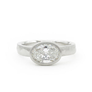 East West Oval Diamond Solitaire Engagement Ring
