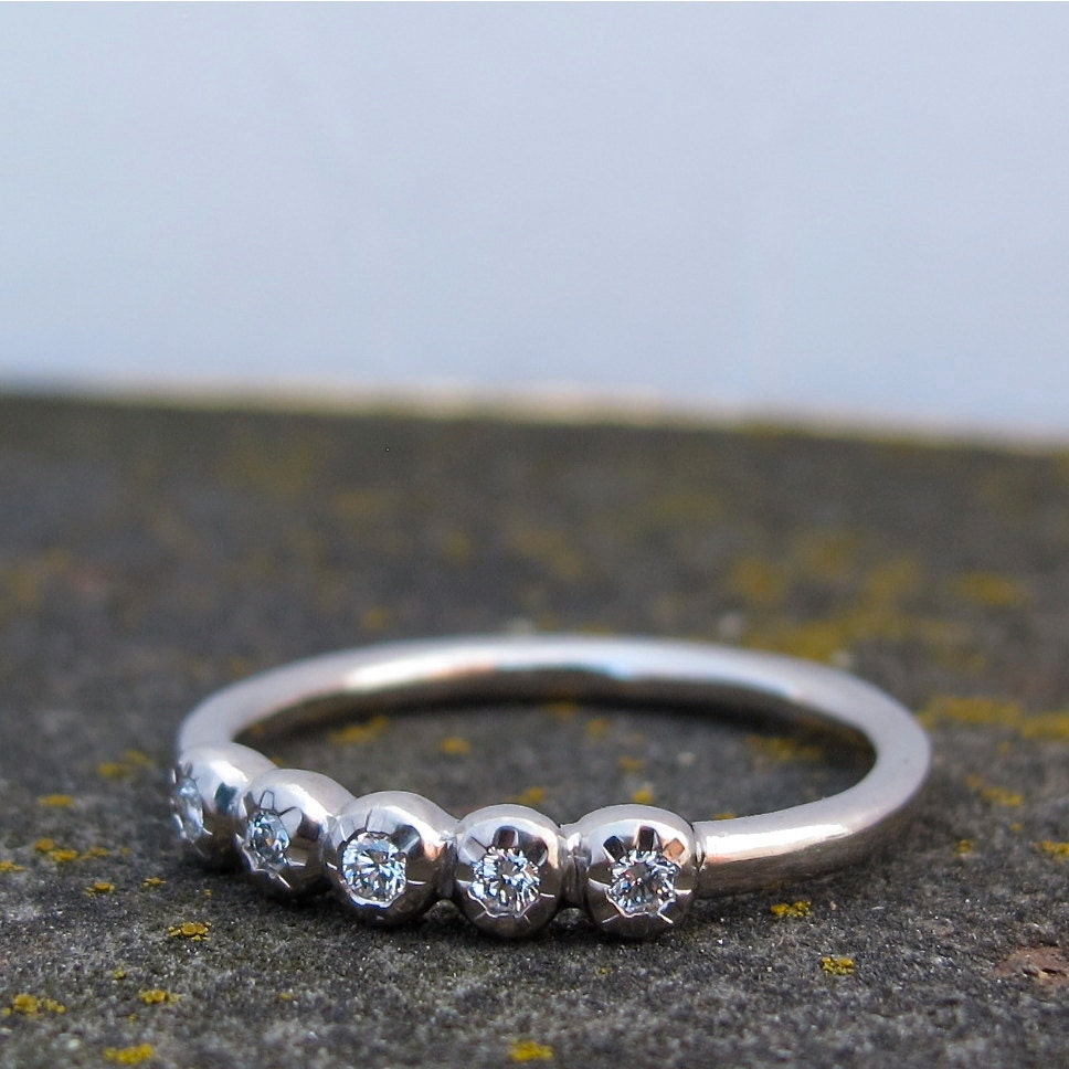 5 Diamond Bezel Stacking Band in Platinum