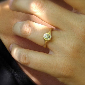 Sail Ring antique style engagement ring mounting, bezel set solid gold or platinum semi-mount