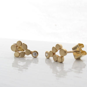 18kt gold and diamond mini-chandelier post earrings, diamond stud earrings, gold stud earrings, recycled gold jewelry