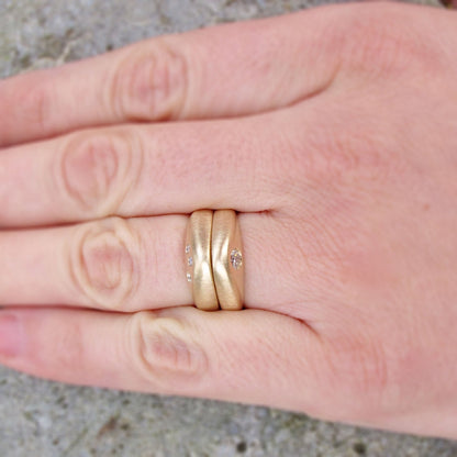 Paired Mountain Rings, Diamond and Platinum