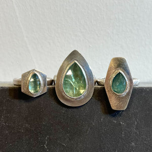 Kyanite rose cut and sterling silver rings