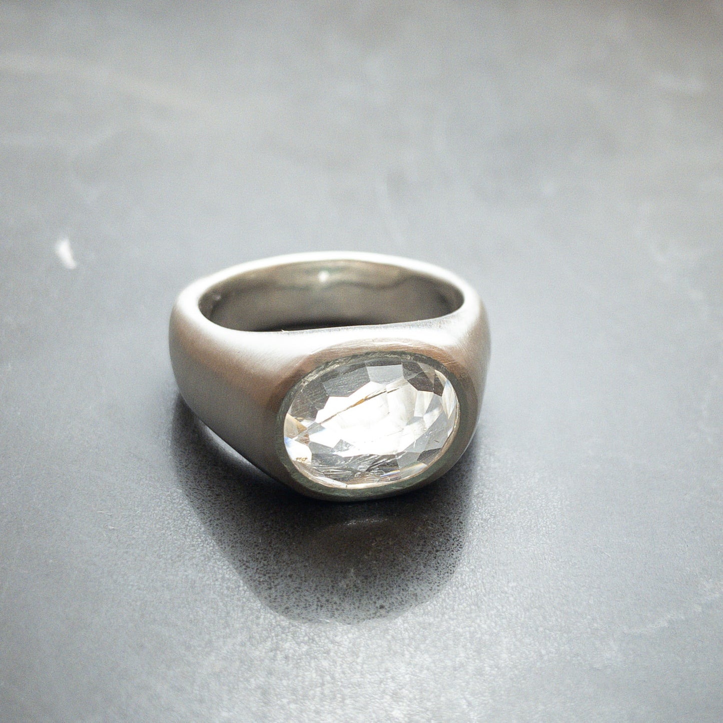 Sterling silver and white topaz signet rings