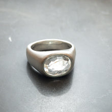 Load image into Gallery viewer, Sterling silver and white topaz signet rings